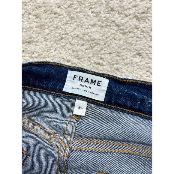 Frame Jeans Women 26 Blue Denim Le High Skinny Slim Stretch Distressed Frayed - Picture 5 of 9